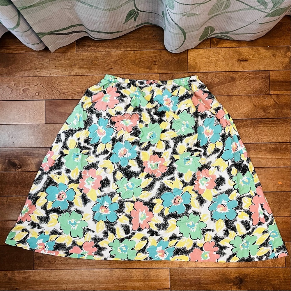 Vintage floral cotton skirt